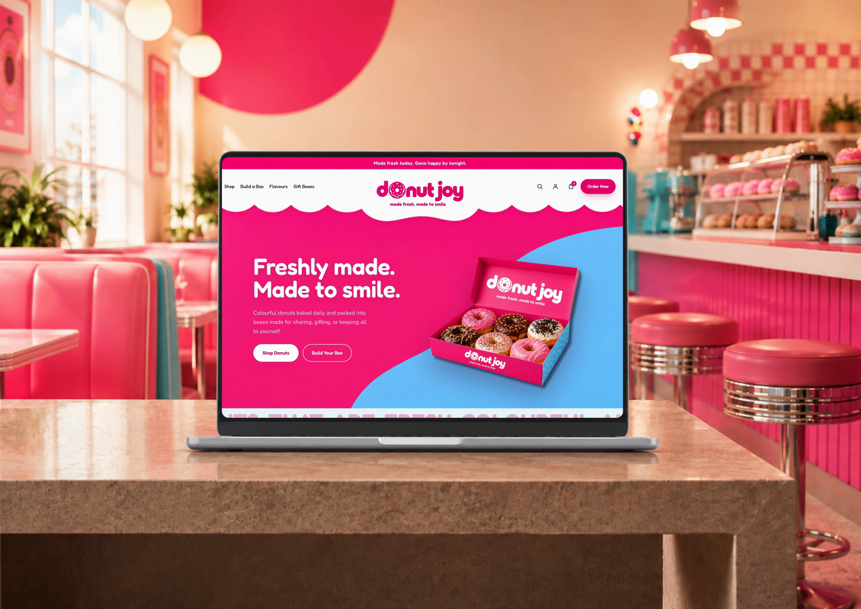 Scrolling the Donut Joy homepage